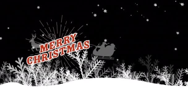 Animación Saludos Navideños Texto Sobre Nevadas Santa Claus Decoraciones Navideñas — Vídeos de Stock