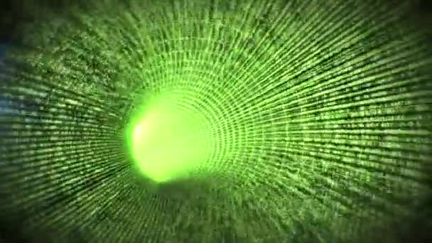 背景に緑のデジタルトンネルに対する光の青い点のデジタルアニメーション テクノロジーの背景とテクスチャの概念 — ストック動画