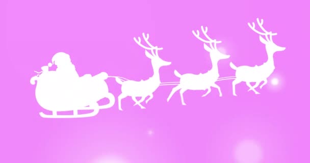 Animation Des Weihnachtsmannschlittens Auf Rosa Hintergrund — Stockvideo