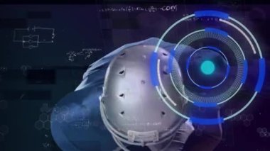 Afrika kökenli Amerikalı erkek rugby oyuncusunun maçtan önce hazırlanması üzerine veri işleme animasyonu