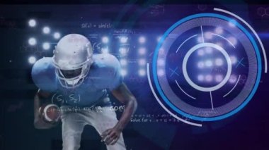 Stadyumda oynayan çeşitli erkek rugby oyuncuları üzerinde veri işleme animasyonu