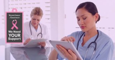 Meme kanseri farkındalığının animasyonu çeşitli kadın doktorların tablet kullanması üzerine yazılmış. Göğüs kanseri pozitif farkındalık kampanyası konsepti dijital olarak üretildi.