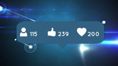 Bağlantı ağı üzerinden sosyal medya simgelerinin ve numaraların animasyonu. küresel ağlar, bağlantılar ve dijital olarak oluşturulan sosyal medya konsepti.