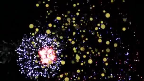 Анимация Фейерверков Черном Фоне Новогодняя Традиция Концепция Празднования Цифровом Формате — стоковое видео