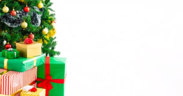 Animazione Regali Natale Albero Sfondo Bianco Natale Tradizione Concetto Celebrazione — Video Stock