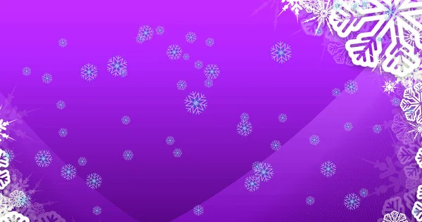 Зображення Падаючих Сніжинок Фіолетовому Тлі Різдво Традиція Концепція Святкування Цифрове — стокове фото