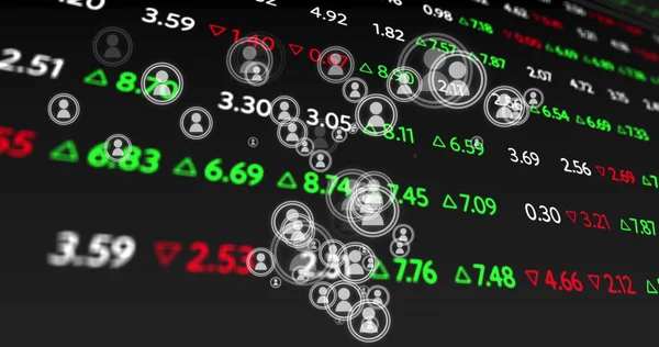 Image Stock Exchange Financial Data Processing Multiple People Icons Global — Stock Photo, Image