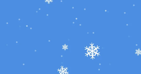 Immagine Neve Che Cade Sfondo Blu Natale Inverno Tradizione Celebrazione — Foto Stock