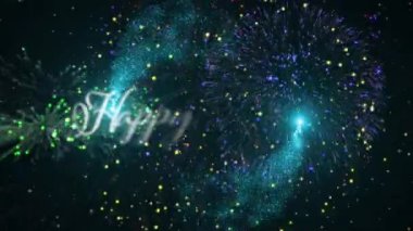 Siyah arka planda havai fişek gösterisinde mutlu diwali animasyonu. diwali geleneği ve dijital olarak üretilen video konsepti.