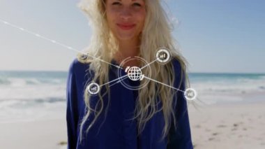 Kumsaldaki mutlu kadın üzerindeki bağlantı ağının animasyonu.