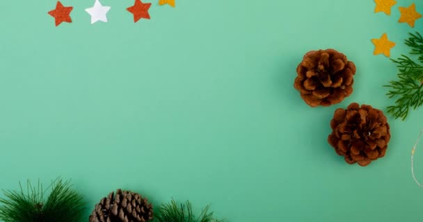 Animación Las Estaciones Saludos Texto Navidad Decoraciones Sobre Fondo Verde — Vídeo de stock