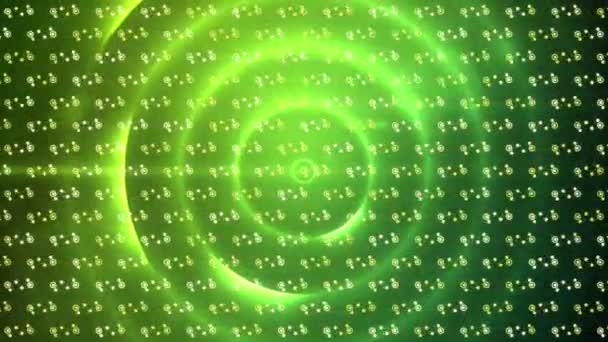 Цифровая Анимация Рисунка Фоне Зеленого Спирального Света Черном Фоне Технологический — стоковое видео