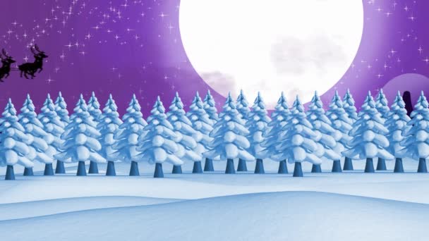 Animace Sněhu Padající Stromy Modrém Pozadí — Stock video