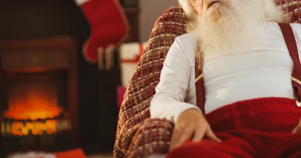 Animação Papai Noel Cansado Dormindo Sofá Época Natal Natal Tradição — Vídeo de Stock