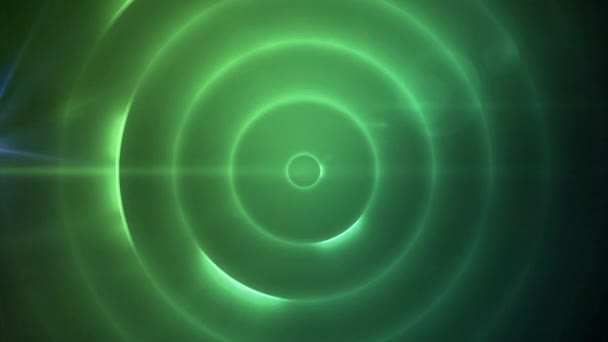 Digitale Animatie Van Blauwe Lichtvlek Tegen Groene Spiraalvormige Lichtsporen Zwarte — Stockvideo