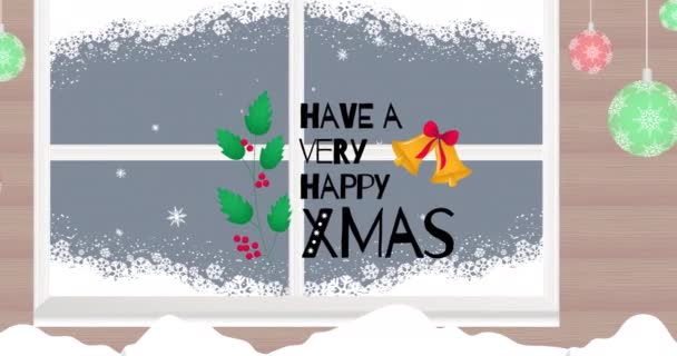 Animación Tener Texto Navidad Muy Feliz Navidad Con Campanas Sobre — Vídeos de Stock