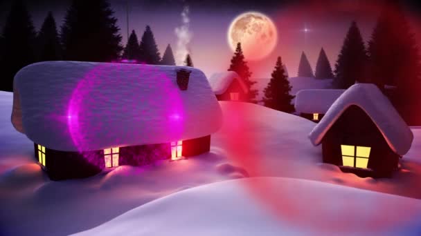 Animación Las Bolas Navidad Sobre Paisaje Navidad — Vídeo de stock