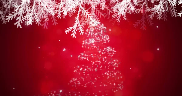 Fiocchi Neve Cadere Sopra Stella Cadente Formando Albero Natale Sullo — Foto Stock