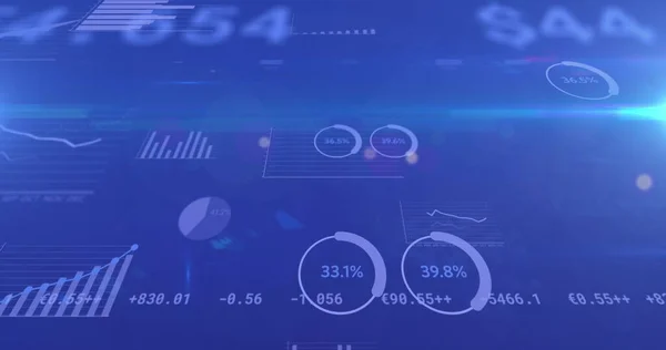 Imagem Bolsa Valores Processamento Dados Financeiros Estatísticas Sobre Fundo Azul — Fotografia de Stock