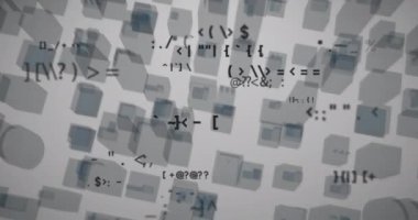 Simgeler ve veri işleme ile dijital arayüzün animasyonu. Dijital olarak oluşturulan küresel bilgisayar ağı teknolojisi kavramı.