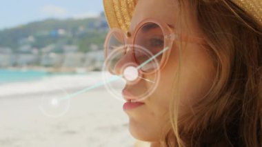 Kumsaldaki mutlu kadın üzerindeki bağlantı ağının animasyonu.