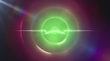 Pembe arka plandaki yeşil spiral ışık izlerine karşı ışık ve ışık izleri. Soyut doku kavramına sahip teknoloji arkaplanı