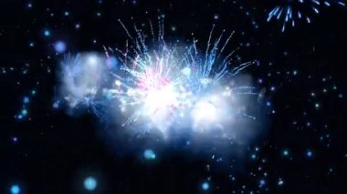 Siyah arka planda havai fişek gösterisinde mutlu diwali animasyonu. diwali geleneği ve dijital olarak üretilen video konsepti.