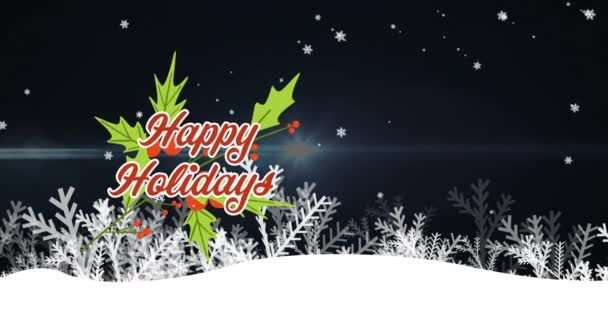 Анимация Рождественских Поздравлений Поводу Выпадения Снега Рождественских Украшений Рождество Традиции — стоковое видео