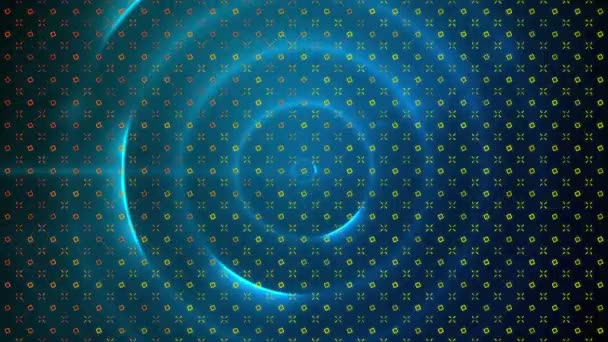 Digital Animation Abstract Pattern Design Blue Spiral Light Trails Black — Stock Video