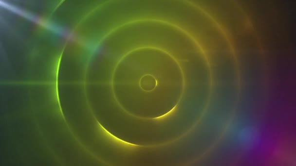 Digitale Animatie Van Lichtvlek Tegen Gele Spiraalvormige Lichtsporen Zwarte Achtergrond — Stockvideo