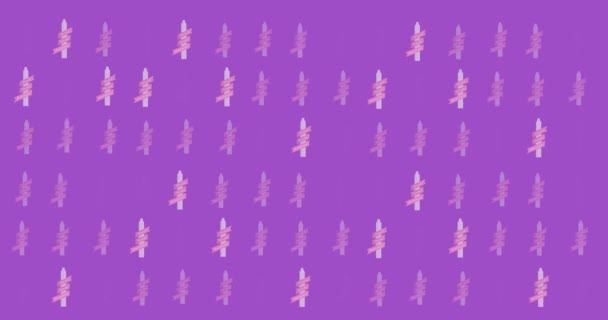 Анімація Тексту Обізнаності Про Рак Молочної Залози Рожевою Стрічкою Фіолетовому — стокове відео