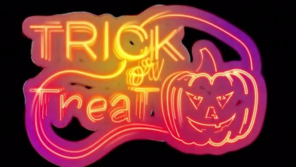 Animation Von Neon Trick Oder Behandlung Von Halloween Text Auf — Stockvideo