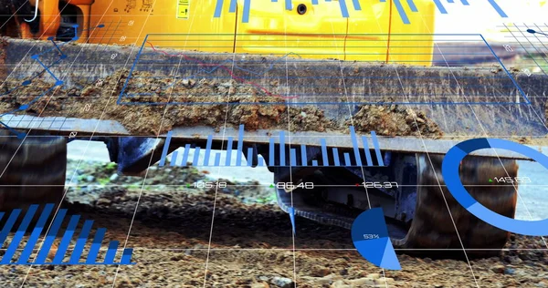 Imagen Estadísticas Gráficos Rodando Una Rejilla Sobre Una Excavadora Conduciendo —  Fotos de Stock