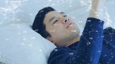 Akıllı telefon kullanan adam üzerindeki bağlantı ağlarının canlandırması