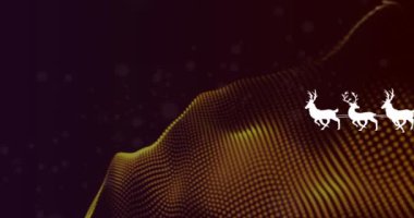 Kahverengi arkaplandaki noktaların üzerinde Noel Baba kızağı animasyonu