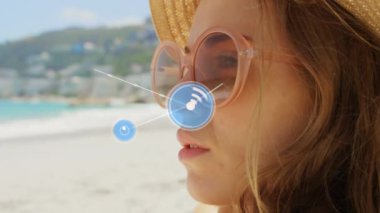 Kumsaldaki mutlu kadın üzerindeki bağlantı ağının animasyonu.