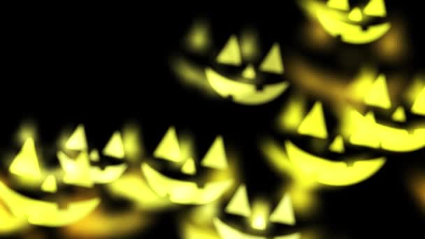 Анімація Страшного Хеллоуїна Падають Жовті Гарбузи Чорному Тлі Хелловінська Традиція — стокове відео