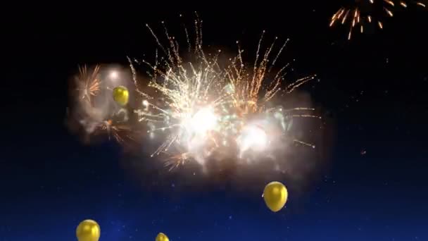 Animáció Boldog Diwali Felett Tűzijáték Léggömbök Fekete Alapon Diwali Hagyomány — Stock videók