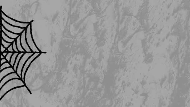 灰色の背景にハロウィーンの販売とクモの巣のアニメーション ハロウィーンの伝統とお祝いのコンセプトデジタル生成ビデオ — ストック動画
