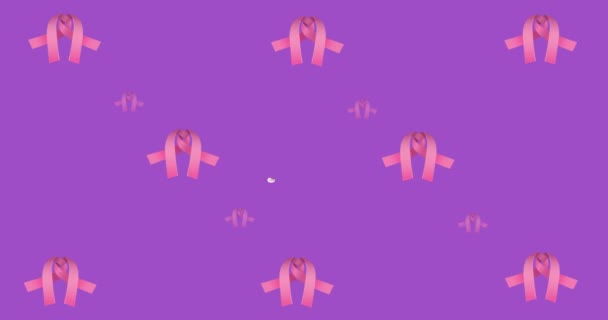 Animation Hope Text Pink Ribbon Purple Background Breast Cancer Positive — Stock Video