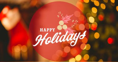 Noel süslemelerinin ardından gelen mutlu noel mesajları. Noel, kış, gelenek ve kutlama konsepti dijital olarak oluşturulmuş imaj.