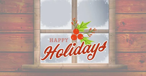 Composition Happy Holidays Text Window Christmas Christmas Winter Tradition Celebration — Stock Photo, Image