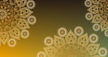 Sarı arka planda dönen tekerleklerin animasyonu. renk ve desen konsepti dijital olarak oluşturulmuş video.