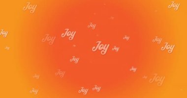 Turuncu arka planda birçok mutluluk mesajının animasyonu. Noel, kış, gelenek ve kutlama konsepti dijital olarak oluşturulmuş video.