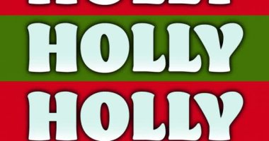 Kırmızı ve yeşil arka planda, Noel 'de kutsal metnin animasyonu. Noel, kış, gelenek ve kutlama konsepti dijital olarak oluşturulmuş video.