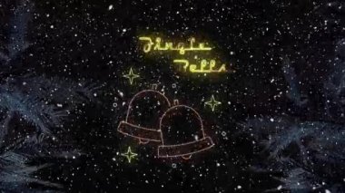 Noel 'de çan sesleri çanların ve kar yağışının ardından mesajlaşıyor. Noel, kış, gelenek ve kutlama konsepti dijital olarak oluşturulmuş video.