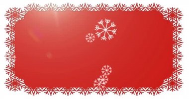 Kırmızı arkaplanda kar yağışının animasyonu. Noel, kış, gelenek ve kutlama konsepti dijital olarak oluşturulmuş video.