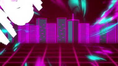 Kırmızı arka planda dijital şehirde yüksek skorlu metin animasyonu. Sosyal medya ve iletişim arayüzü kavramı dijital olarak oluşturulmuş video.