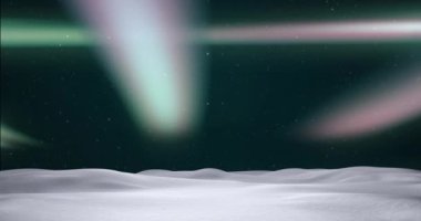 Aurora 'da Noel' de kış manzarasının animasyonu. Noel, kış, gelenek ve kutlama konsepti dijital olarak oluşturulmuş video.