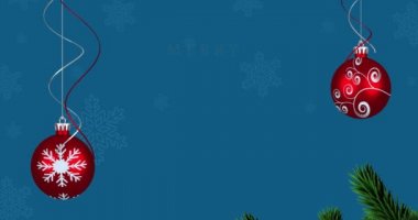 Mutlu Noel 'in animasyonu ve yeni yıl mesajları. Noel, kış, gelenek ve kutlama konsepti dijital olarak oluşturulmuş video.